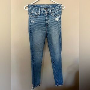 American Eagle Outfitters Distressed Blue Skinny Jeans